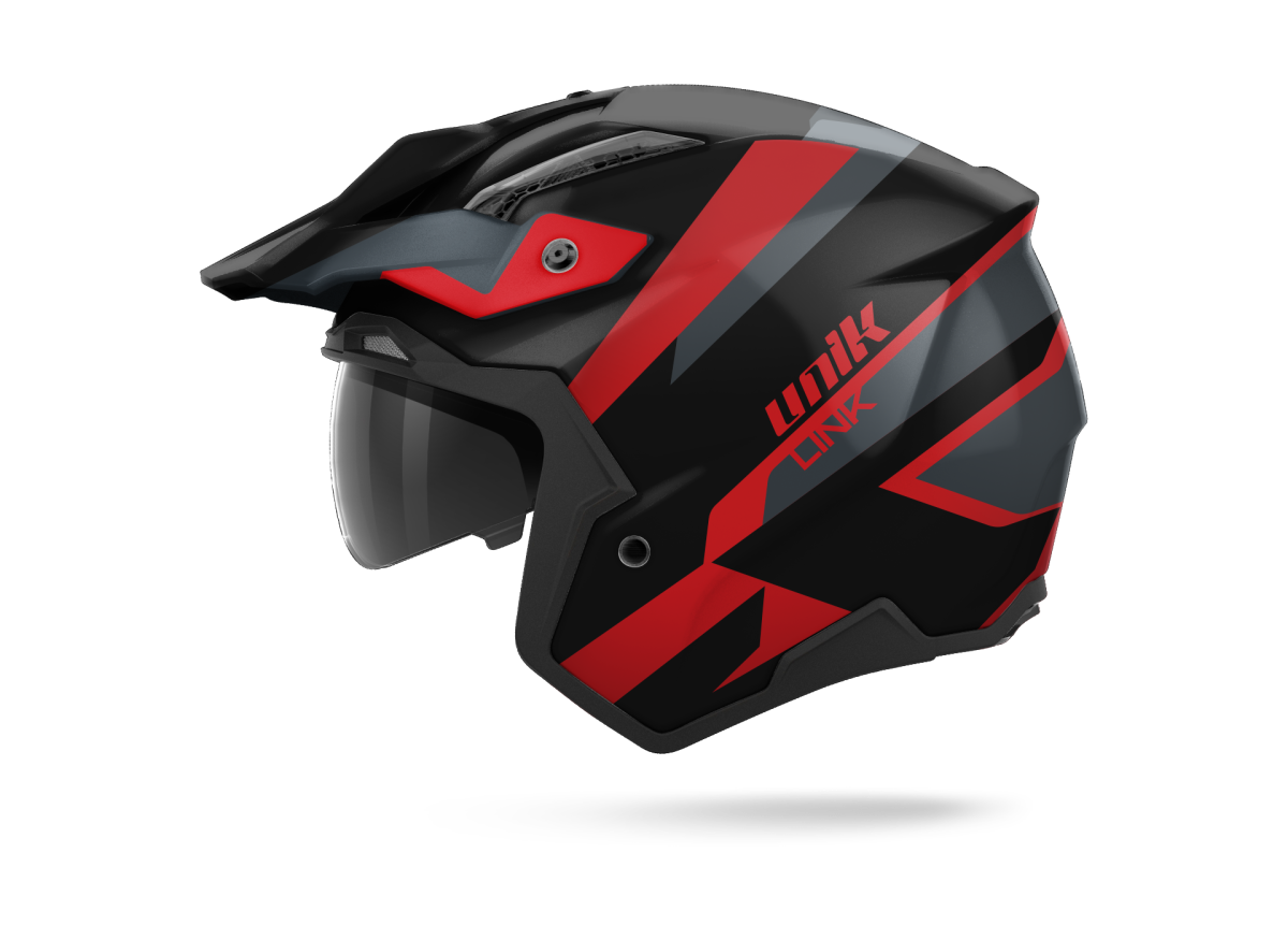 CASCO TRIAL UNIK CON GAFA SOLAR LINK DV, BLUEZA RED/BLACK MATT, TALLA L (59-60)