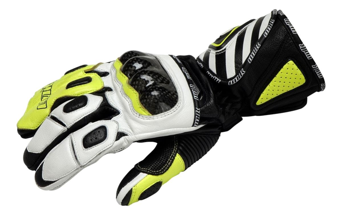 PAR GUANTES UNIK, "R-22", RACING, TALLA M (8), NEGRO/FLUOR